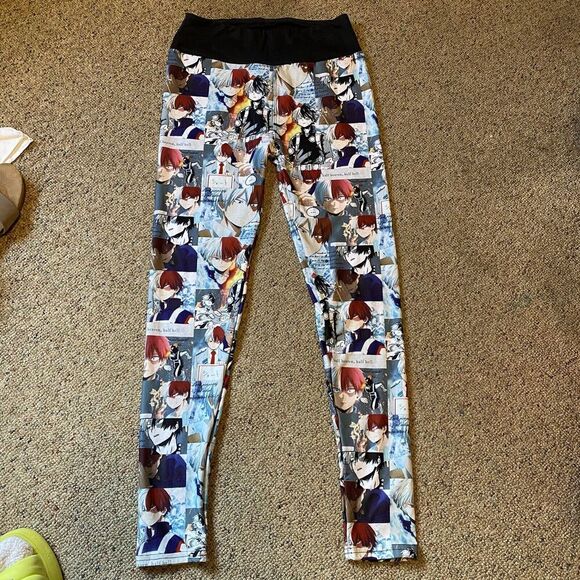 Girl Pull On Leggings Size S Anime Cartoon Print Stretch Casual Emo Active Pants - Picture 7 of 7